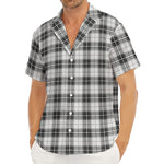 Black And White Tartan Pattern Print Men's Deep V-Neck Shirt