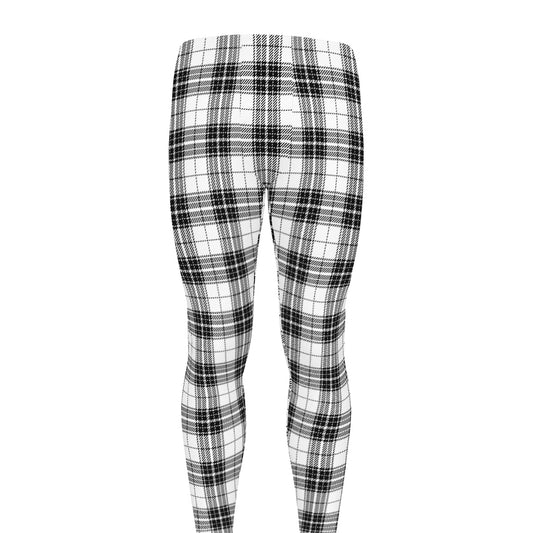 Black And White Tartan Pattern Print Men's leggings