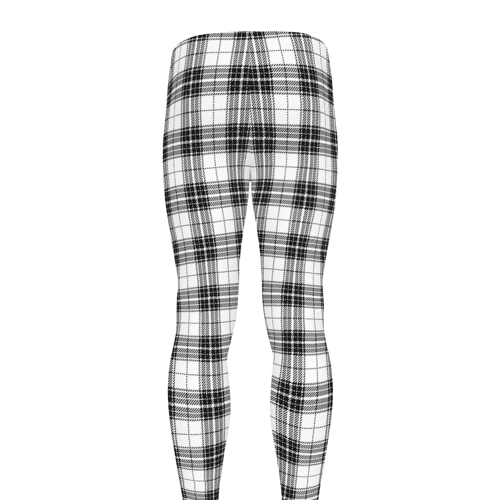 Black And White Tartan Pattern Print Men's leggings