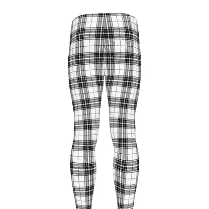 Black And White Tartan Pattern Print Men's leggings