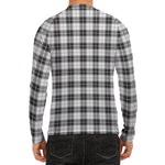 Black And White Tartan Pattern Print Men's Long Sleeve Rash Guard