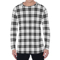 Black And White Tartan Pattern Print Men's Long Sleeve T-Shirt