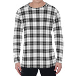 Black And White Tartan Pattern Print Men's Long Sleeve T-Shirt