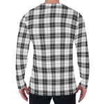 Black And White Tartan Pattern Print Men's Long Sleeve T-Shirt