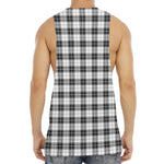 Black And White Tartan Pattern Print Men's Muscle Tank Top