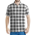 Black And White Tartan Pattern Print Men's Polo Shirt