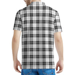 Black And White Tartan Pattern Print Men's Polo Shirt