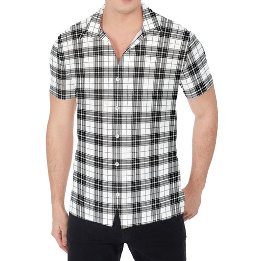 Black And White Tartan Pattern Print Men's Shirt