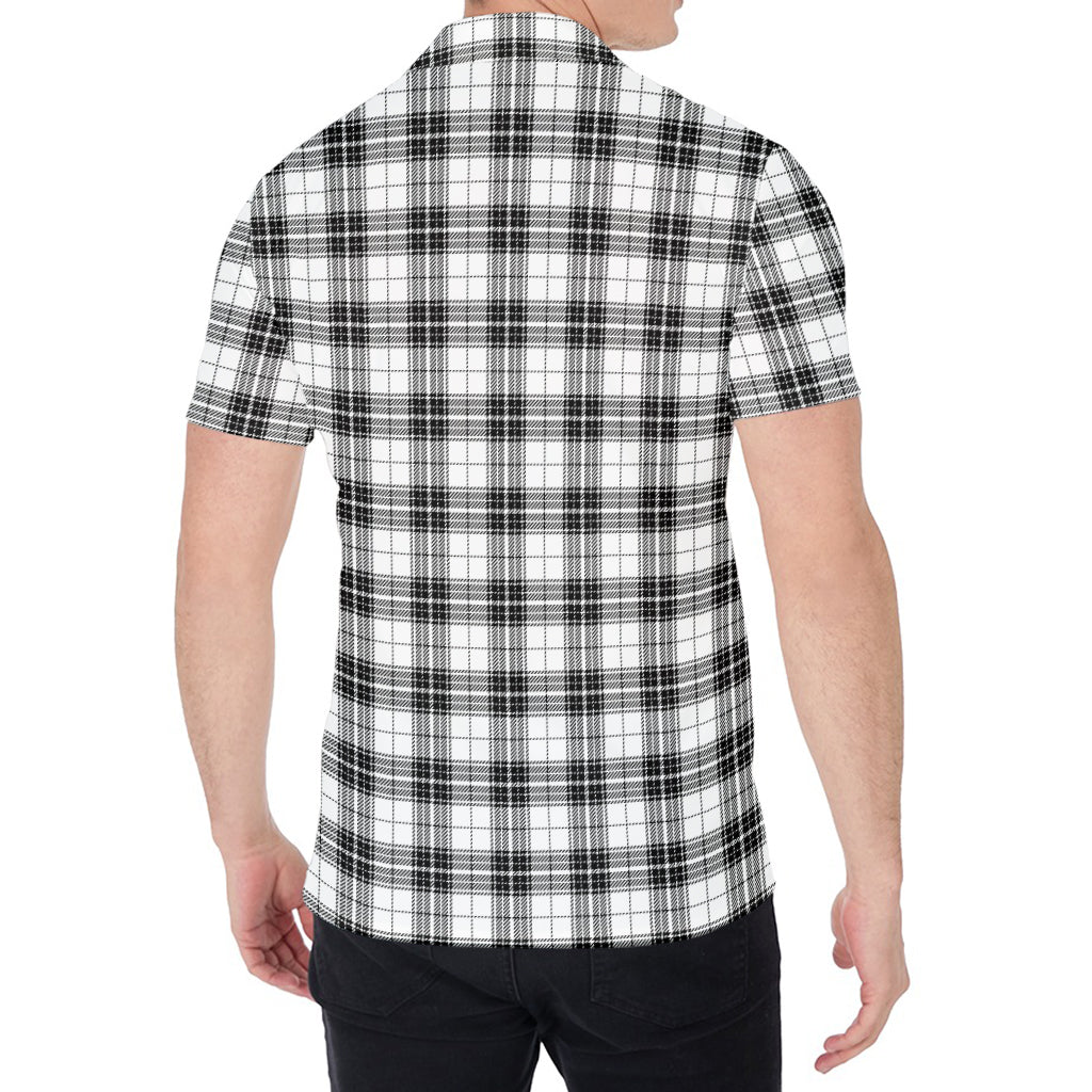 Black And White Tartan Pattern Print Men's Shirt