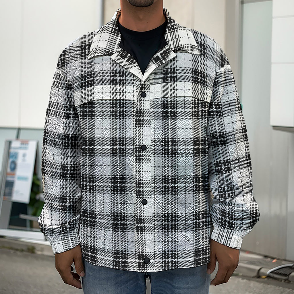 Black And White Tartan Pattern Print Men's Shirt Jacket