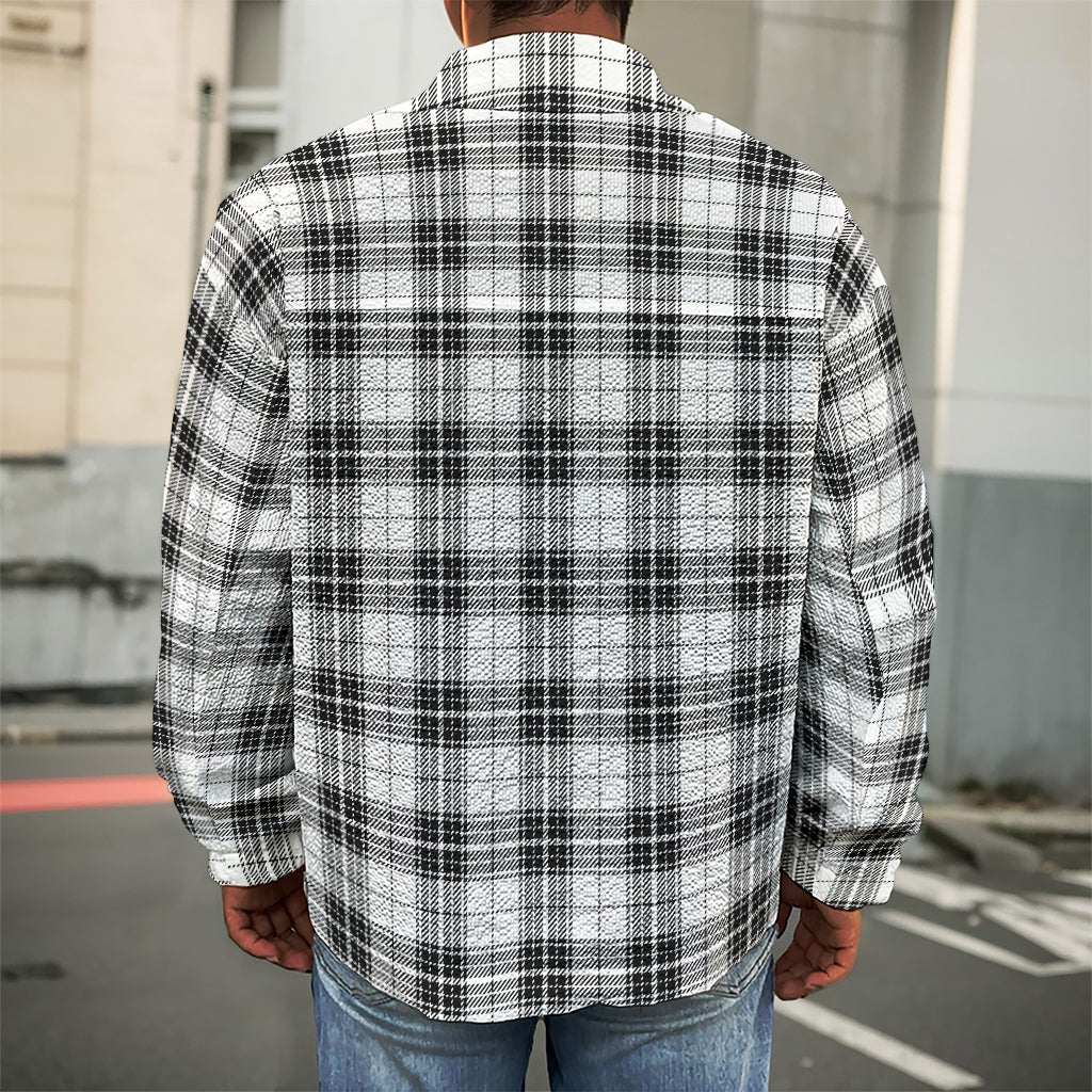 Black And White Tartan Pattern Print Men's Shirt Jacket