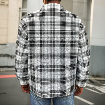 Black And White Tartan Pattern Print Men's Shirt Jacket