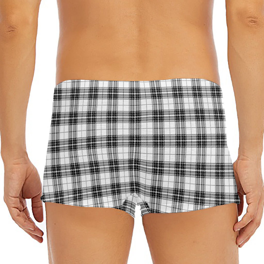 Black And White Tartan Pattern Print Men's Short Boxer Briefs