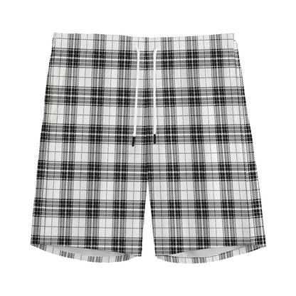 Black And White Tartan Pattern Print Men's Sports Shorts