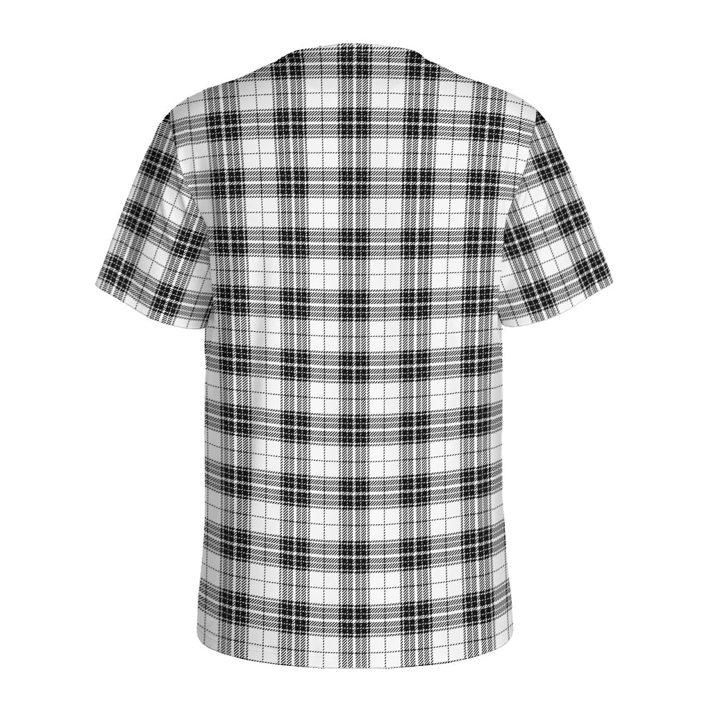 Black And White Tartan Pattern Print Men's Sports T-Shirt
