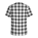 Black And White Tartan Pattern Print Men's Sports T-Shirt