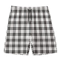 Black And White Tartan Pattern Print Men's Swim Trunks