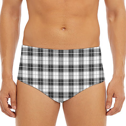 Black And White Tartan Pattern Print Men's Triangle Swim Briefs