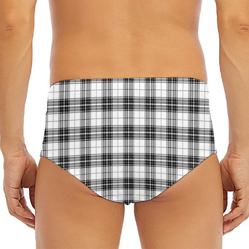 Black And White Tartan Pattern Print Men's Triangle Swim Briefs