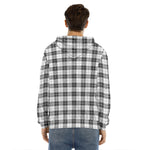 Black And White Tartan Pattern Print Men's Velvet Pullover Hoodie