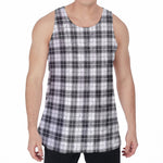 Black And White Tartan Pattern Print Men's Velvet Tank Top