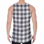 Black And White Tartan Pattern Print Men's Velvet Tank Top