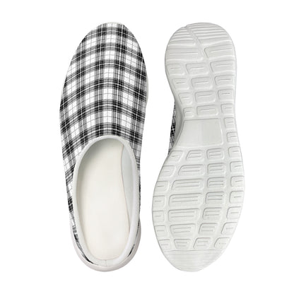 Black And White Tartan Pattern Print Mesh Casual Shoes