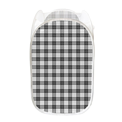 Black And White Tartan Pattern Print Mesh Laundry Hamper