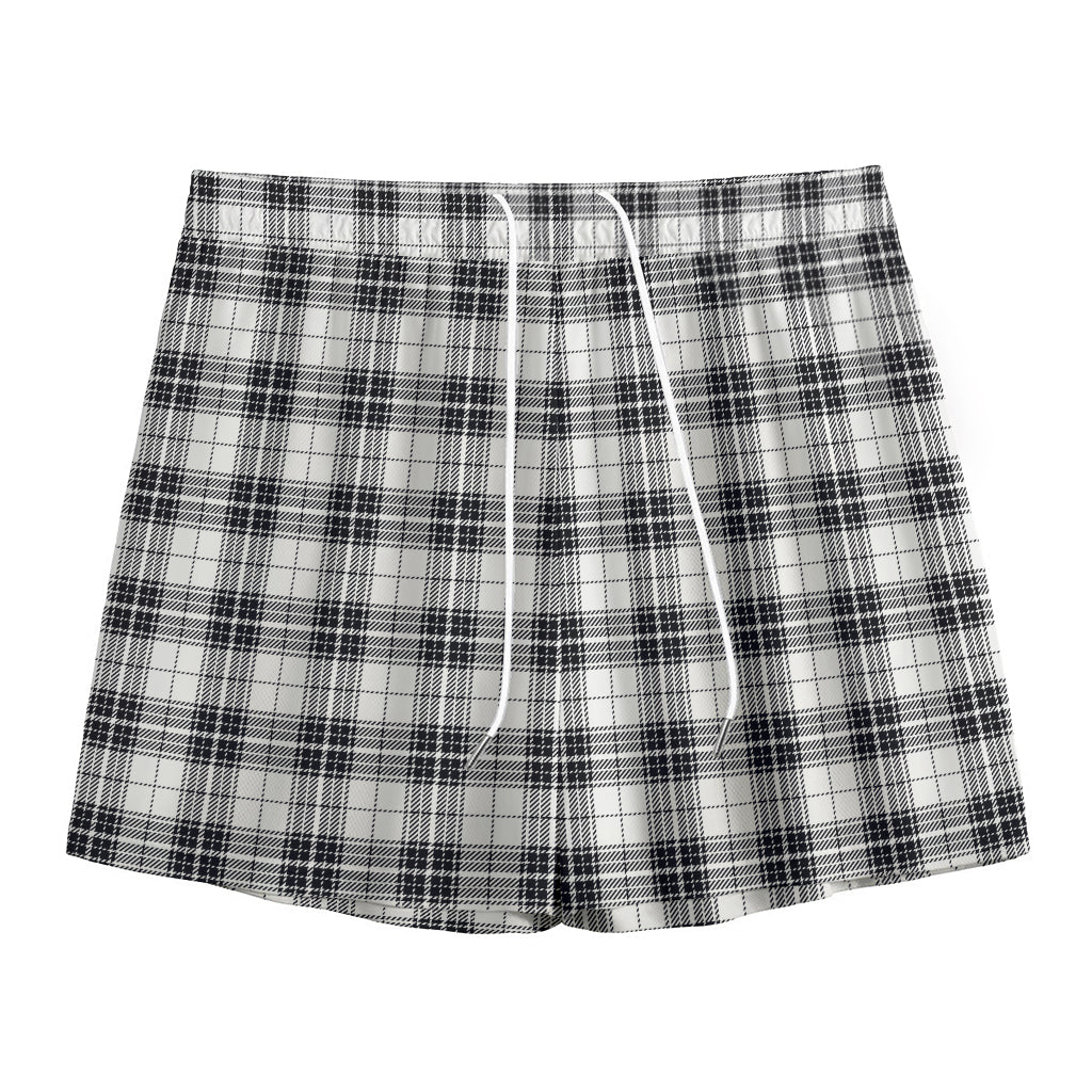 Black And White Tartan Pattern Print Mesh Shorts