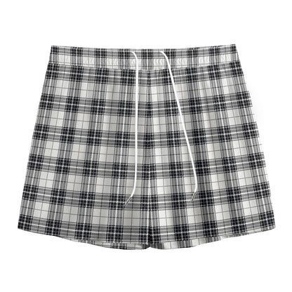 Black And White Tartan Pattern Print Mesh Shorts