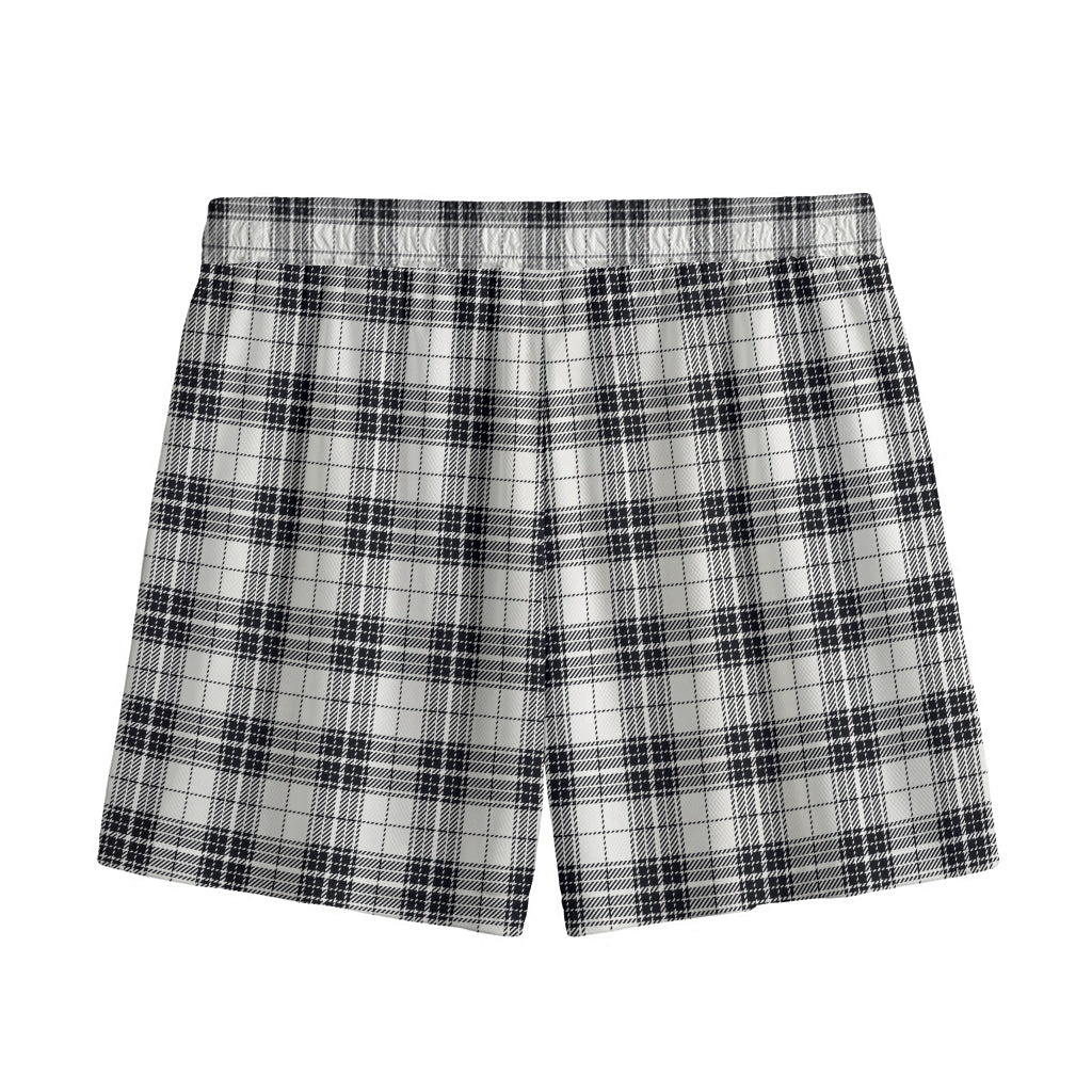 Black And White Tartan Pattern Print Mesh Shorts