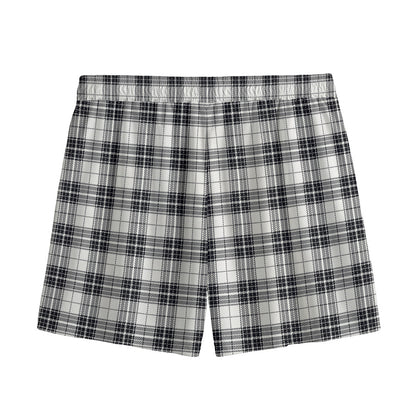 Black And White Tartan Pattern Print Mesh Shorts