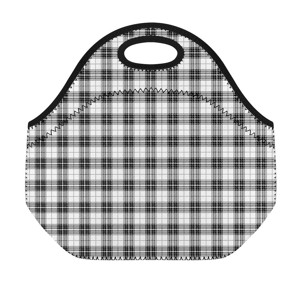 Black And White Tartan Pattern Print Neoprene Lunch Bag