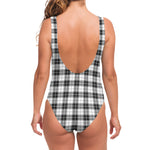 Black And White Tartan Pattern Print One Piece Swimsuit