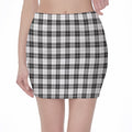 Black And White Tartan Pattern Print Pencil Mini Skirt
