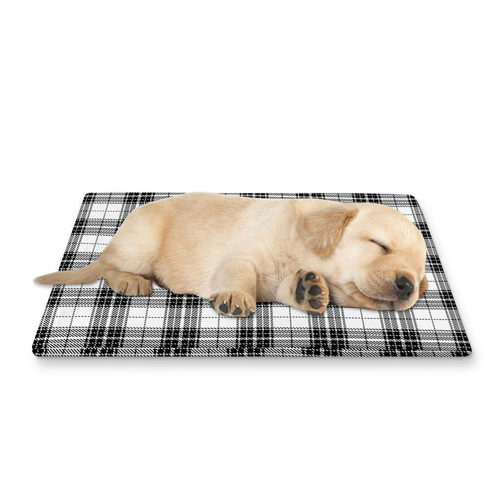 Black And White Tartan Pattern Print Pet Cooling Mat Cover