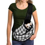 Black And White Tartan Pattern Print Pet Sling Carrier