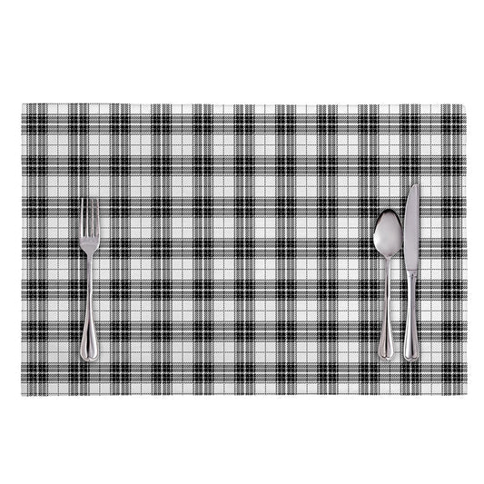 Black And White Tartan Pattern Print Placemat