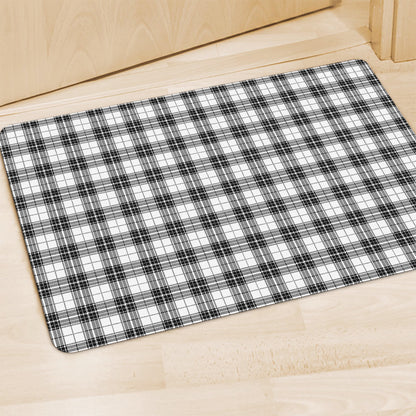 Black And White Tartan Pattern Print Polyester Doormat