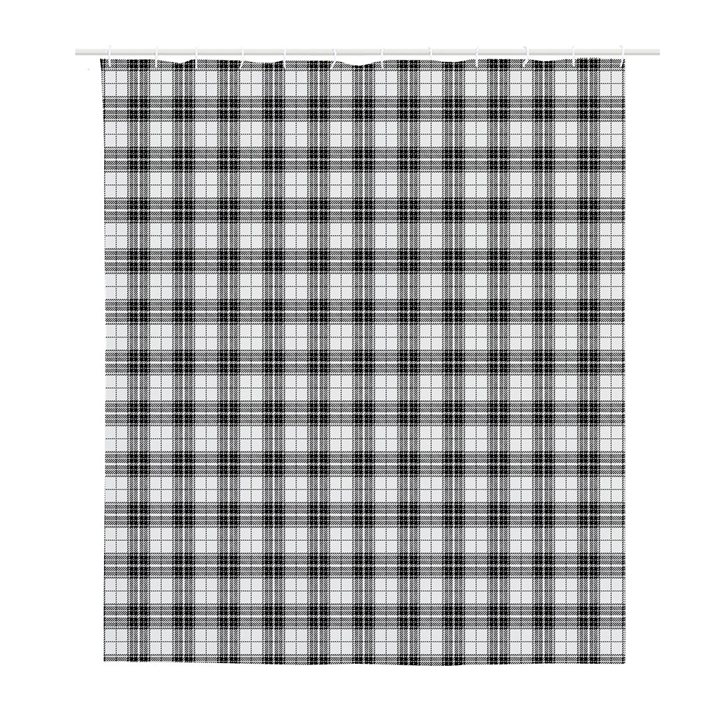 Black And White Tartan Pattern Print Polyester Shower Curtain