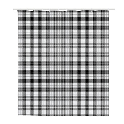 Black And White Tartan Pattern Print Polyester Shower Curtain