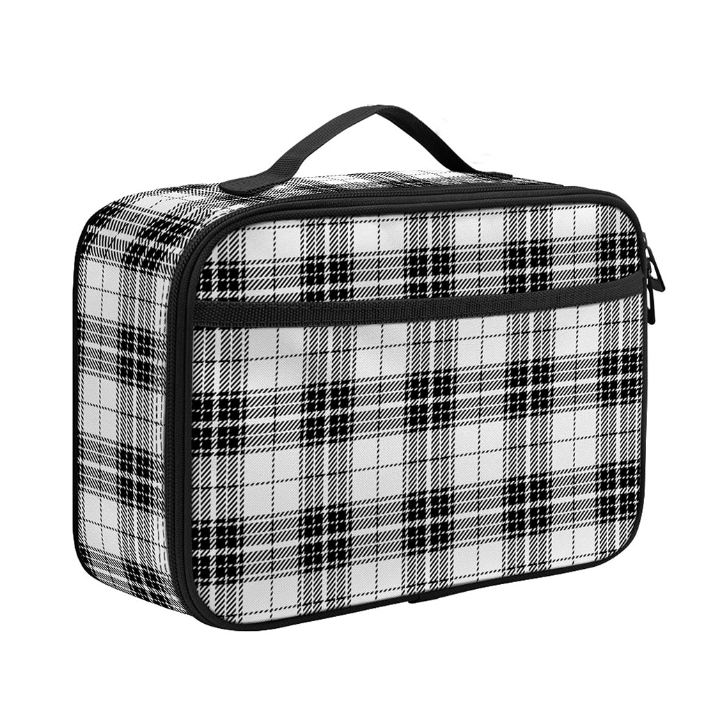 Black And White Tartan Pattern Print Portable Lunch Bag