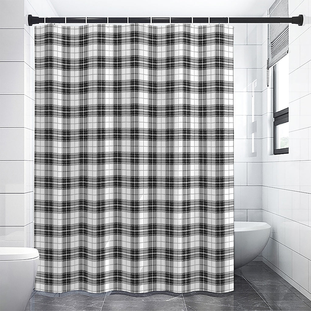 Black And White Tartan Pattern Print Premium Shower Curtain