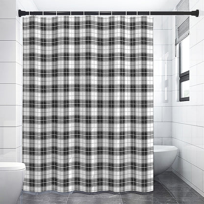 Black And White Tartan Pattern Print Premium Shower Curtain