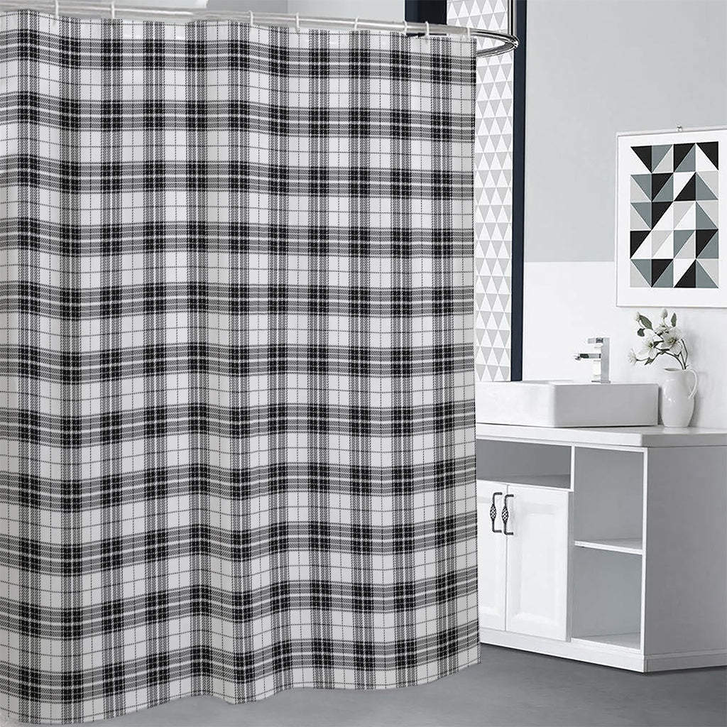 Black And White Tartan Pattern Print Premium Shower Curtain