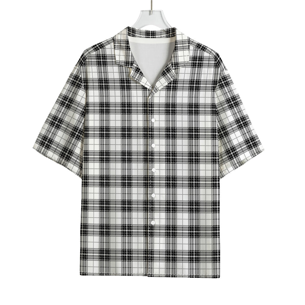Black And White Tartan Pattern Print Rayon Hawaiian Shirt