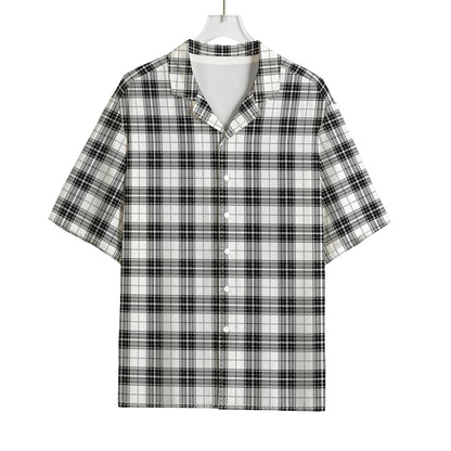 Black And White Tartan Pattern Print Rayon Hawaiian Shirt