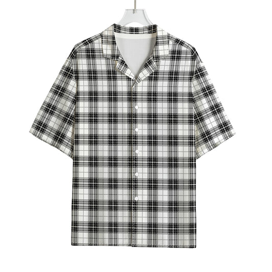 Black And White Tartan Pattern Print Rayon Hawaiian Shirt