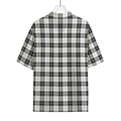 Black And White Tartan Pattern Print Rayon Hawaiian Shirt
