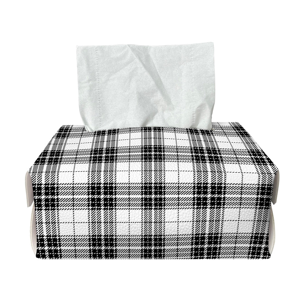 Black And White Tartan Pattern Print Rectangle Tissue Box Cover